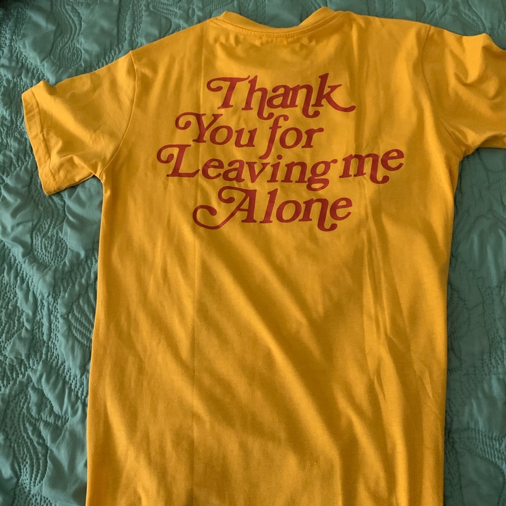 Sheshow tee shirt size M mustard yellow Thank You